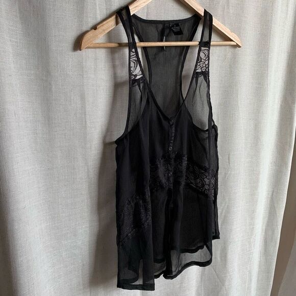 Vintage O’Neill Black Sheer Lace Tank Top Y2K Boho Festival Layering Piece - Picture 16 of 16